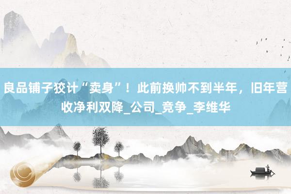 良品铺子狡计“卖身”！此前换帅不到半年，旧年营收净利双降_公司_竞争_李维华