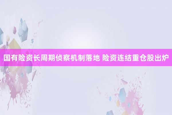 国有险资长周期侦察机制落地 险资连结重仓股出炉