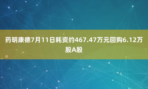 药明康德7月11日耗资约467.47万元回购6.12万股A股