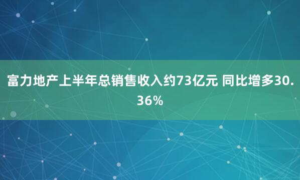 富力地产上半年总销售收入约73亿元 同比增多30.36%