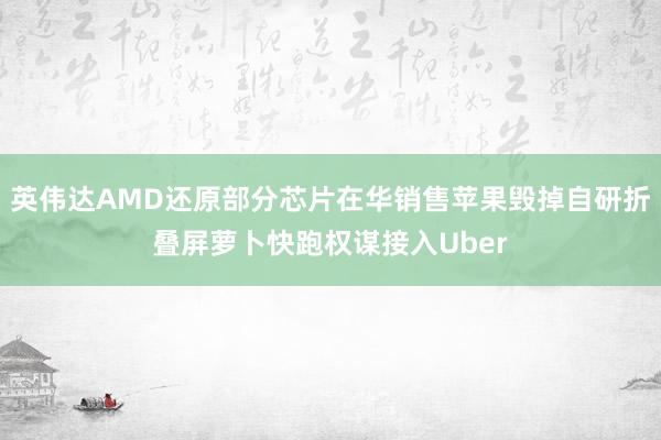 英伟达AMD还原部分芯片在华销售苹果毁掉自研折叠屏萝卜快跑权谋接入Uber