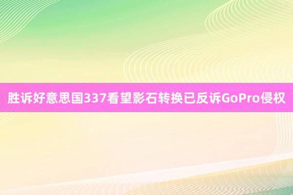 胜诉好意思国337看望影石转换已反诉GoPro侵权