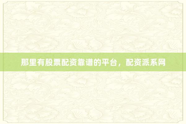 那里有股票配资靠谱的平台，配资派系网