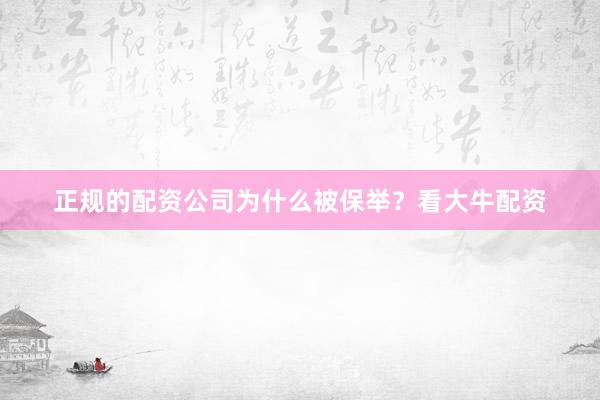 正规的配资公司为什么被保举？看大牛配资