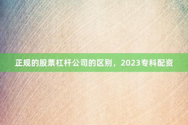正规的股票杠杆公司的区别，2023专科配资
