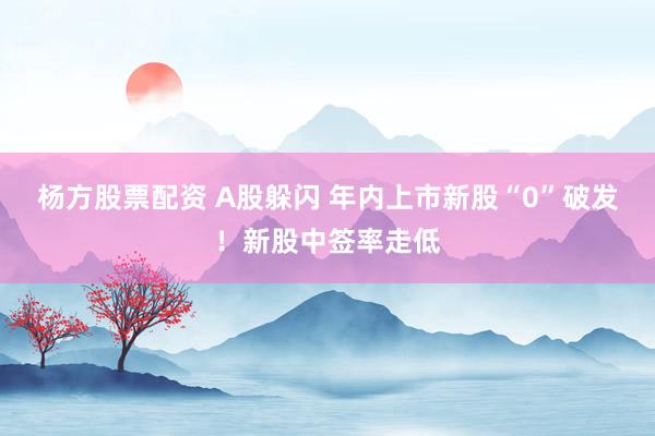 杨方股票配资 A股躲闪 年内上市新股“0”破发！新股中签率走低