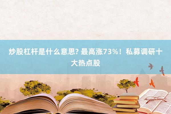 炒股杠杆是什么意思? 最高涨73%！私募调研十大热点股