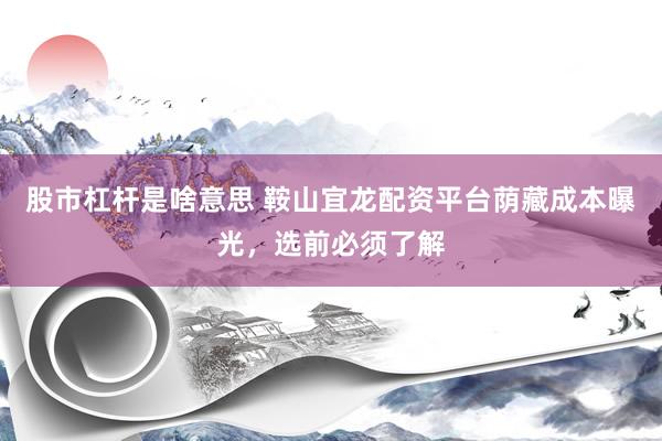 股市杠杆是啥意思 鞍山宜龙配资平台荫藏成本曝光，选前必须了解