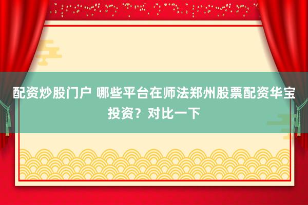 配资炒股门户 哪些平台在师法郑州股票配资华宝投资？对比一下