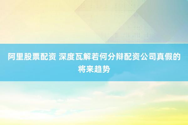 阿里股票配资 深度瓦解若何分辩配资公司真假的将来趋势