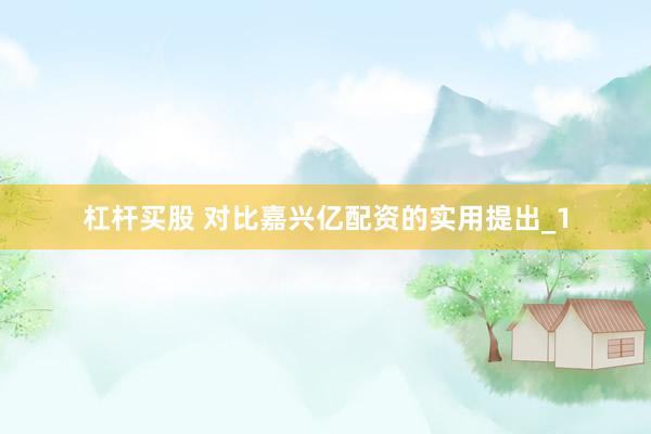 杠杆买股 对比嘉兴亿配资的实用提出_1