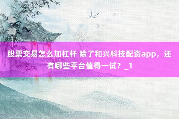 股票交易怎么加杠杆 除了和兴科技配资app，还有哪些平台值得一试？_1