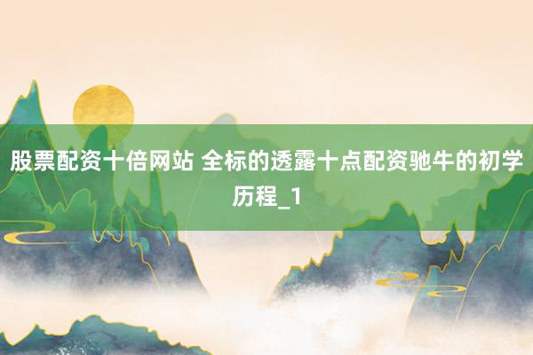 股票配资十倍网站 全标的透露十点配资驰牛的初学历程_1