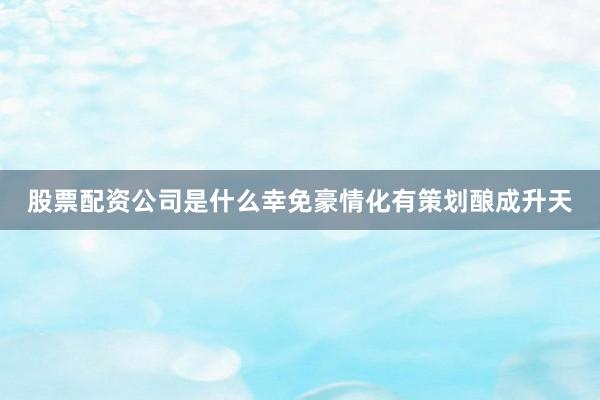 股票配资公司是什么幸免豪情化有策划酿成升天