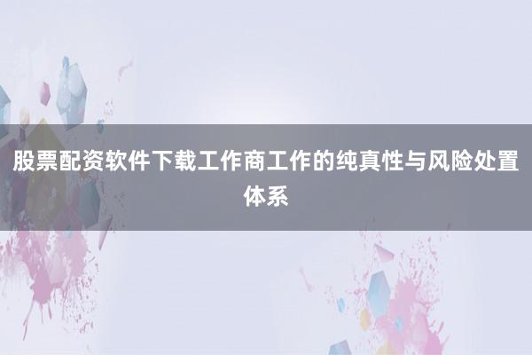 股票配资软件下载工作商工作的纯真性与风险处置体系