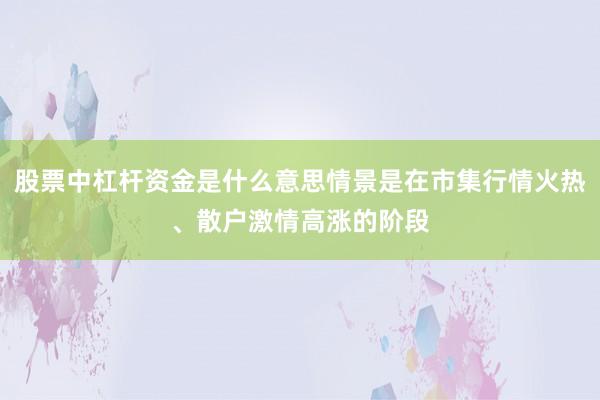 股票中杠杆资金是什么意思情景是在市集行情火热、散户激情高涨的阶段