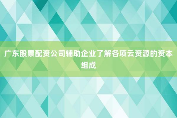 广东股票配资公司辅助企业了解各项云资源的资本组成