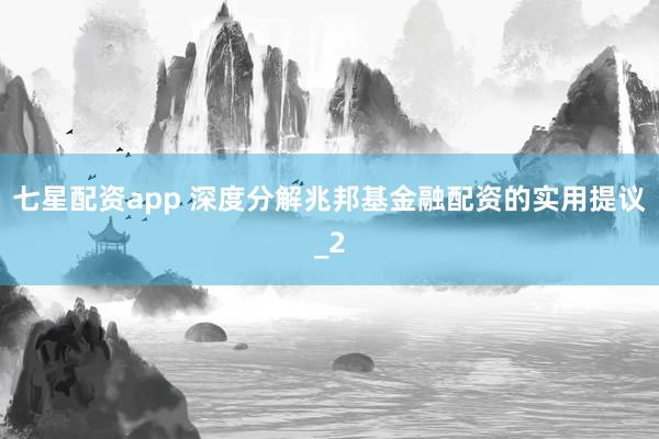 七星配资app 深度分解兆邦基金融配资的实用提议_2