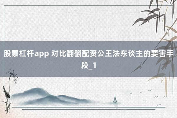 股票杠杆app 对比翻翻配资公王法东谈主的要害手段_1