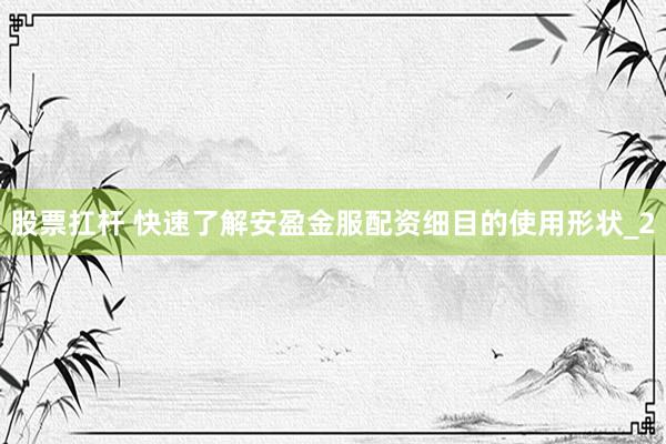 股票扛杆 快速了解安盈金服配资细目的使用形状_2