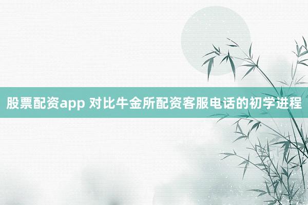 股票配资app 对比牛金所配资客服电话的初学进程