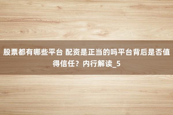 股票都有哪些平台 配资是正当的吗平台背后是否值得信任？内行解读_5