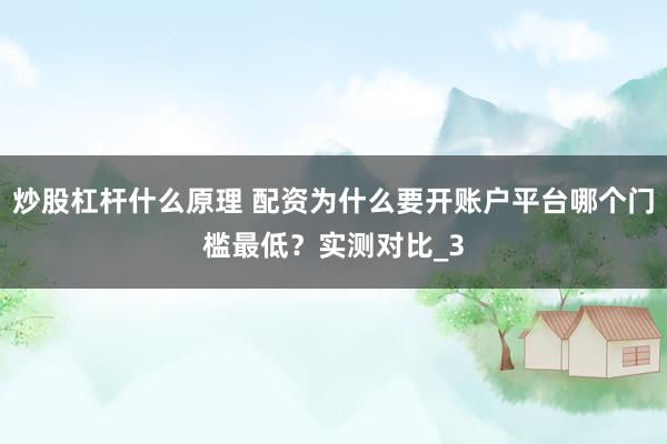 炒股杠杆什么原理 配资为什么要开账户平台哪个门槛最低？实测对比_3
