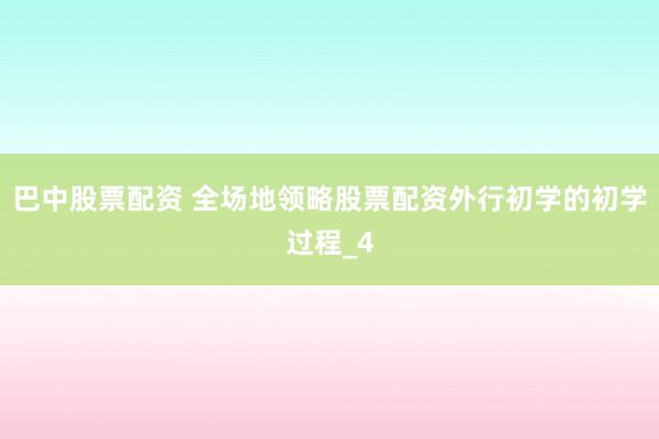 巴中股票配资 全场地领略股票配资外行初学的初学过程_4