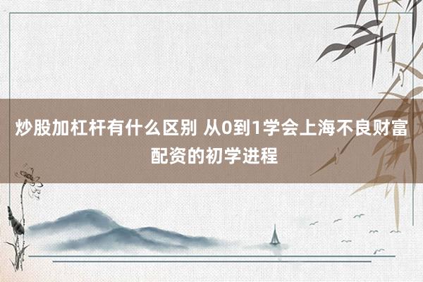 炒股加杠杆有什么区别 从0到1学会上海不良财富 配资的初学进程