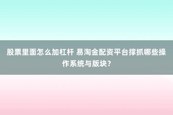 股票里面怎么加杠杆 易淘金配资平台撑抓哪些操作系统与版块？