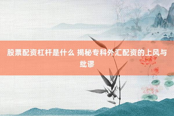 股票配资杠杆是什么 揭秘专科外汇配资的上风与纰谬