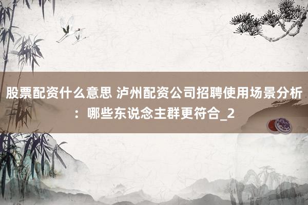 股票配资什么意思 泸州配资公司招聘使用场景分析：哪些东说念主群更符合_2