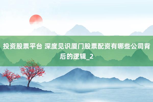 投资股票平台 深度见识厦门股票配资有哪些公司背后的逻辑_2