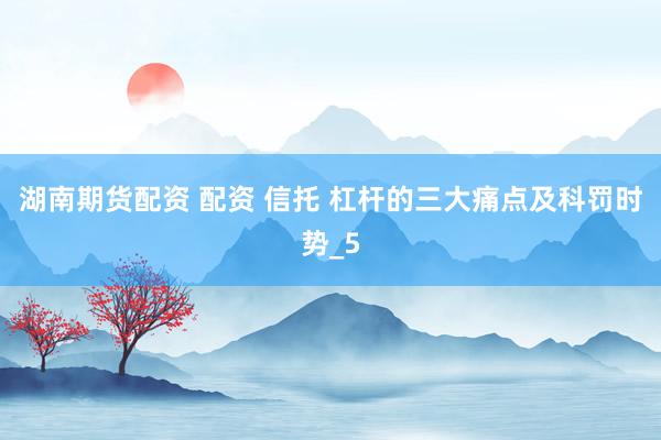 湖南期货配资 配资 信托 杠杆的三大痛点及科罚时势_5