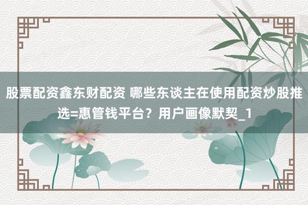 股票配资鑫东财配资 哪些东谈主在使用配资炒股推选=惠管钱平台？用户画像默契_1