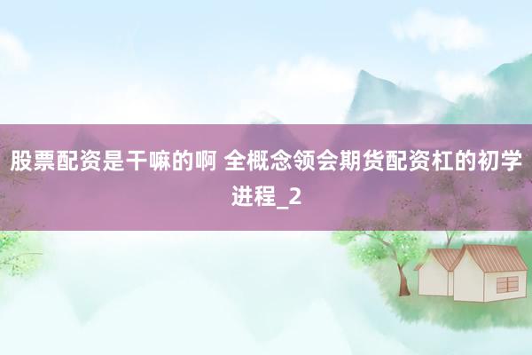 股票配资是干嘛的啊 全概念领会期货配资杠的初学进程_2